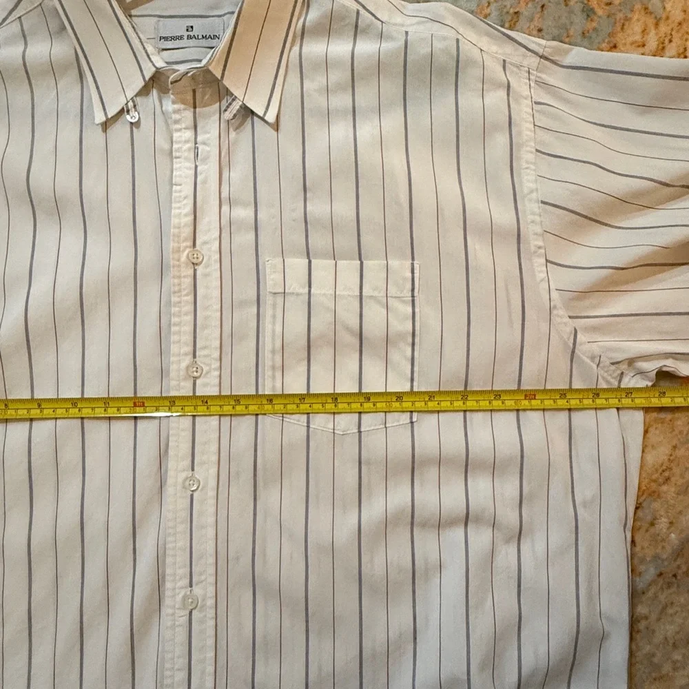 Vintage Pierre Balmain 17.5 34 Striped Dress Shirt Made In Canada XL - Picture 8 of 8